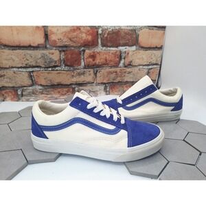 Vans Old Skool Low Cut Blue Off White Cream Women Size 7.5 VN000CT8CG4 Suede